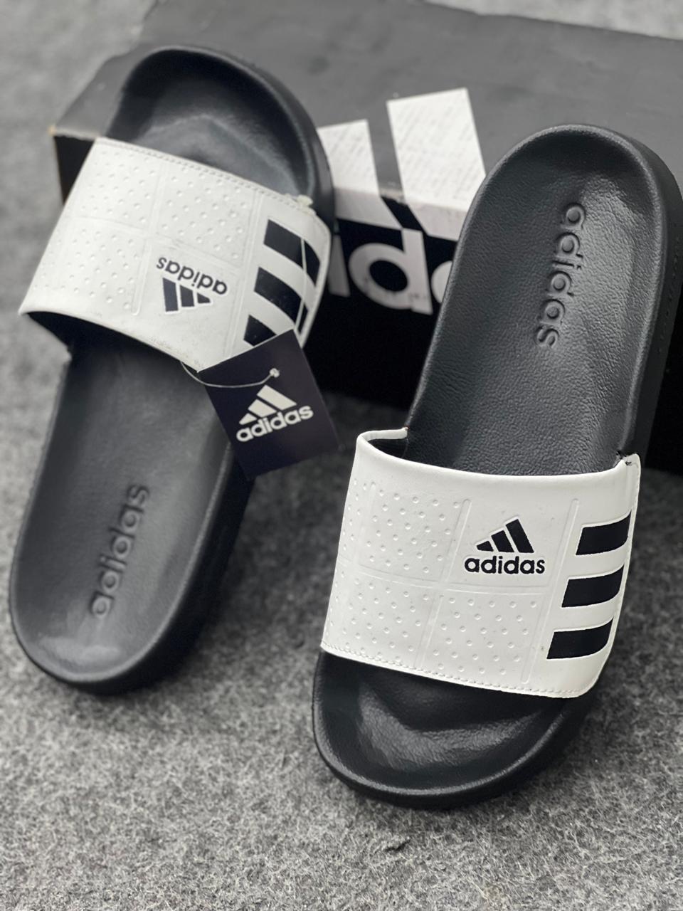 Adidas Perforated Comfort Slides – White / Black