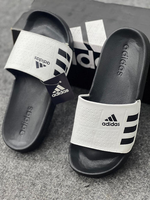 Adidas Perforated Comfort Slides – White / Black