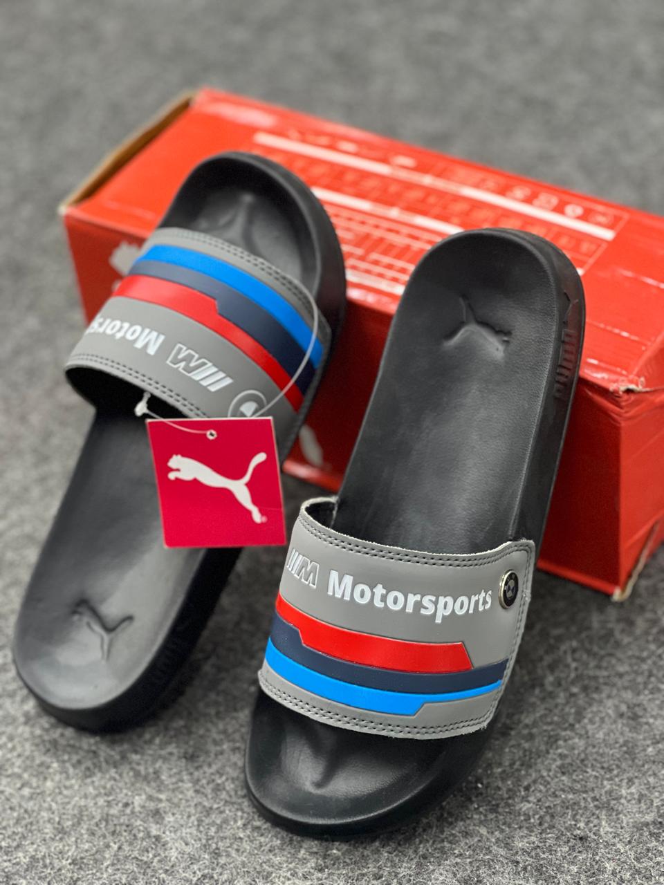 PUMA BMW M Motorsport Slides – Grey / Black