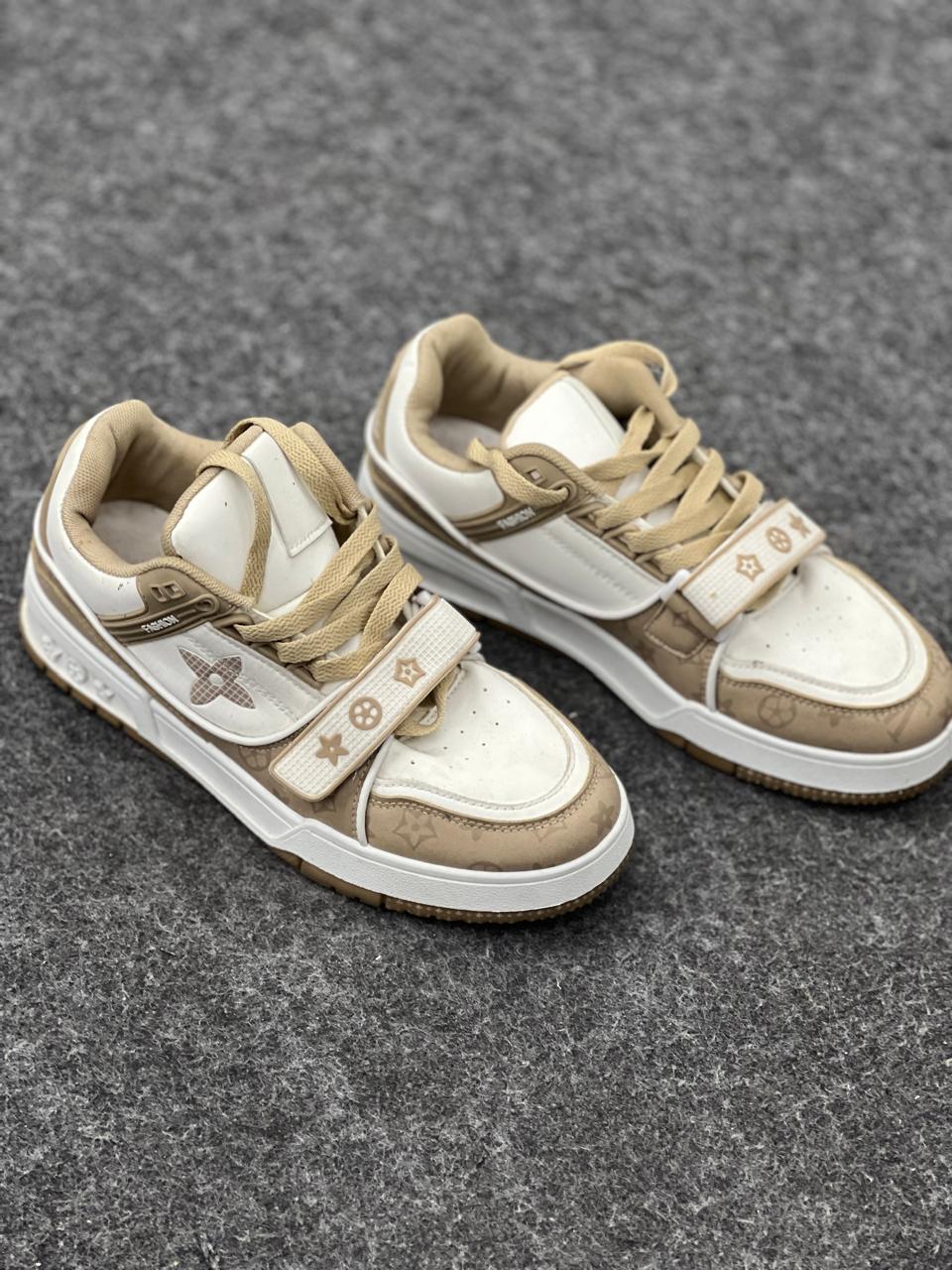 Premium Kids' Fashion Sneakers – Beige & Cream