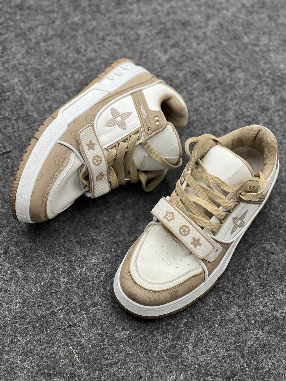 Premium Kids' Fashion Sneakers – Beige & Cream