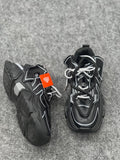Men's Premium Chunky Sneakers – Black & White Casual Lace-Up Sports Shoes
