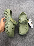 Crocs-Style Adjustable Clogs / Slides – Olive Green