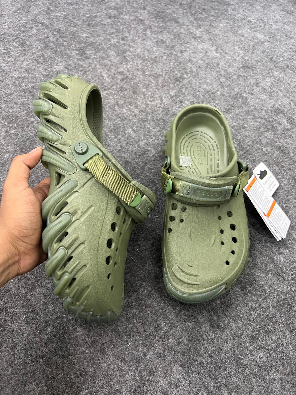 Crocs-Style Adjustable Clogs / Slides – Olive Green