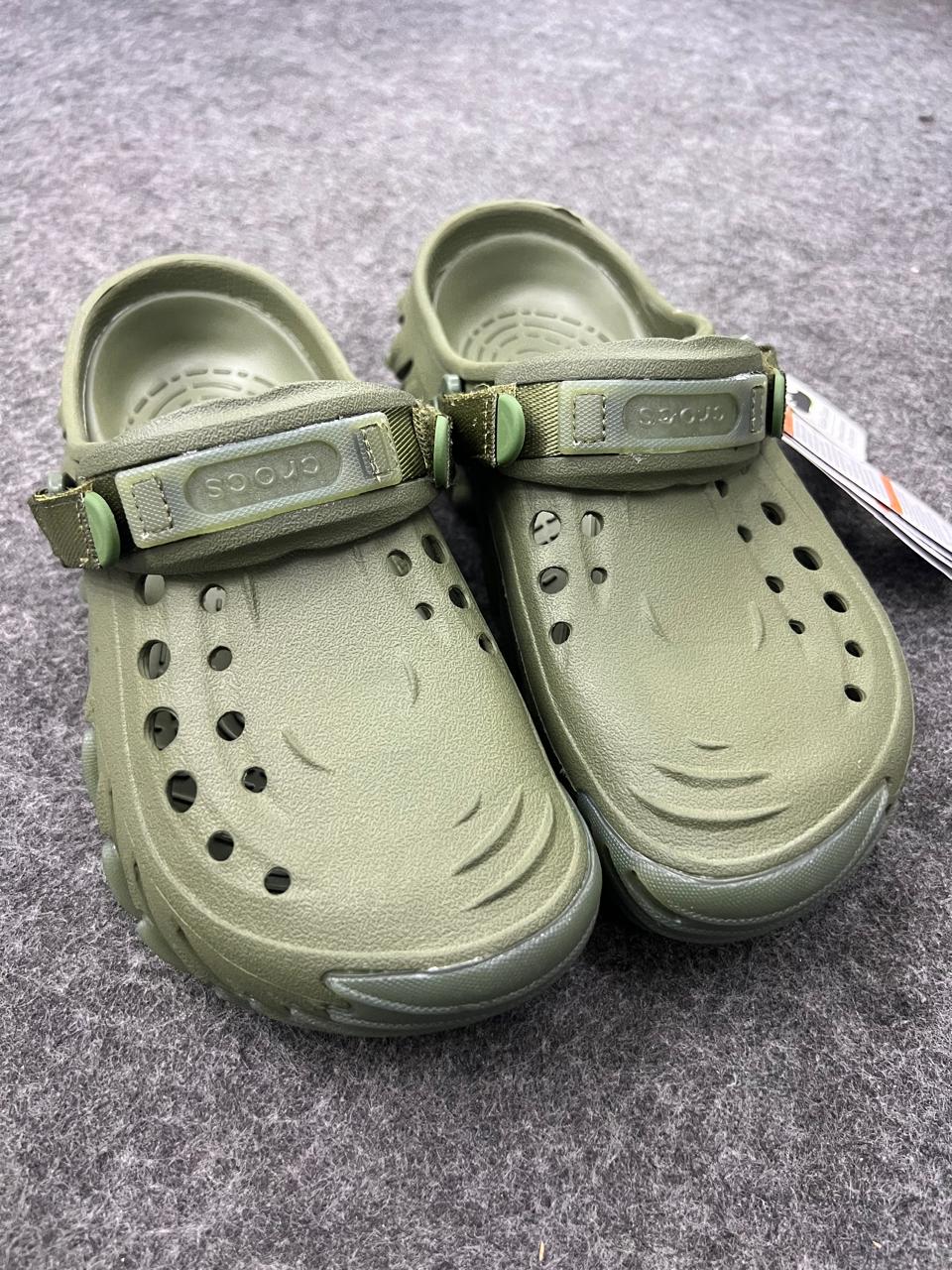 Crocs-Style Adjustable Clogs / Slides – Olive Green
