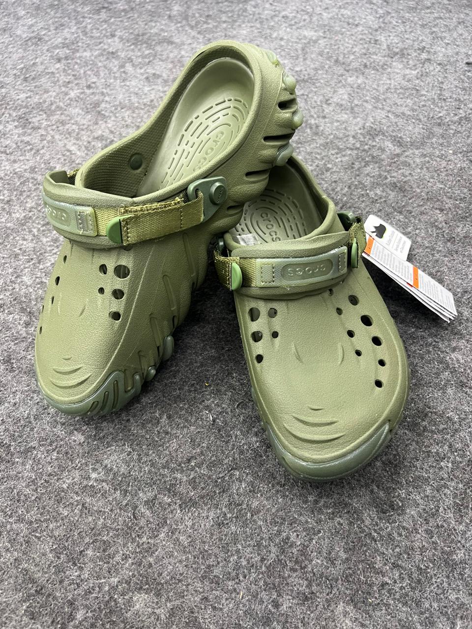 Crocs-Style Adjustable Clogs / Slides – Olive Green