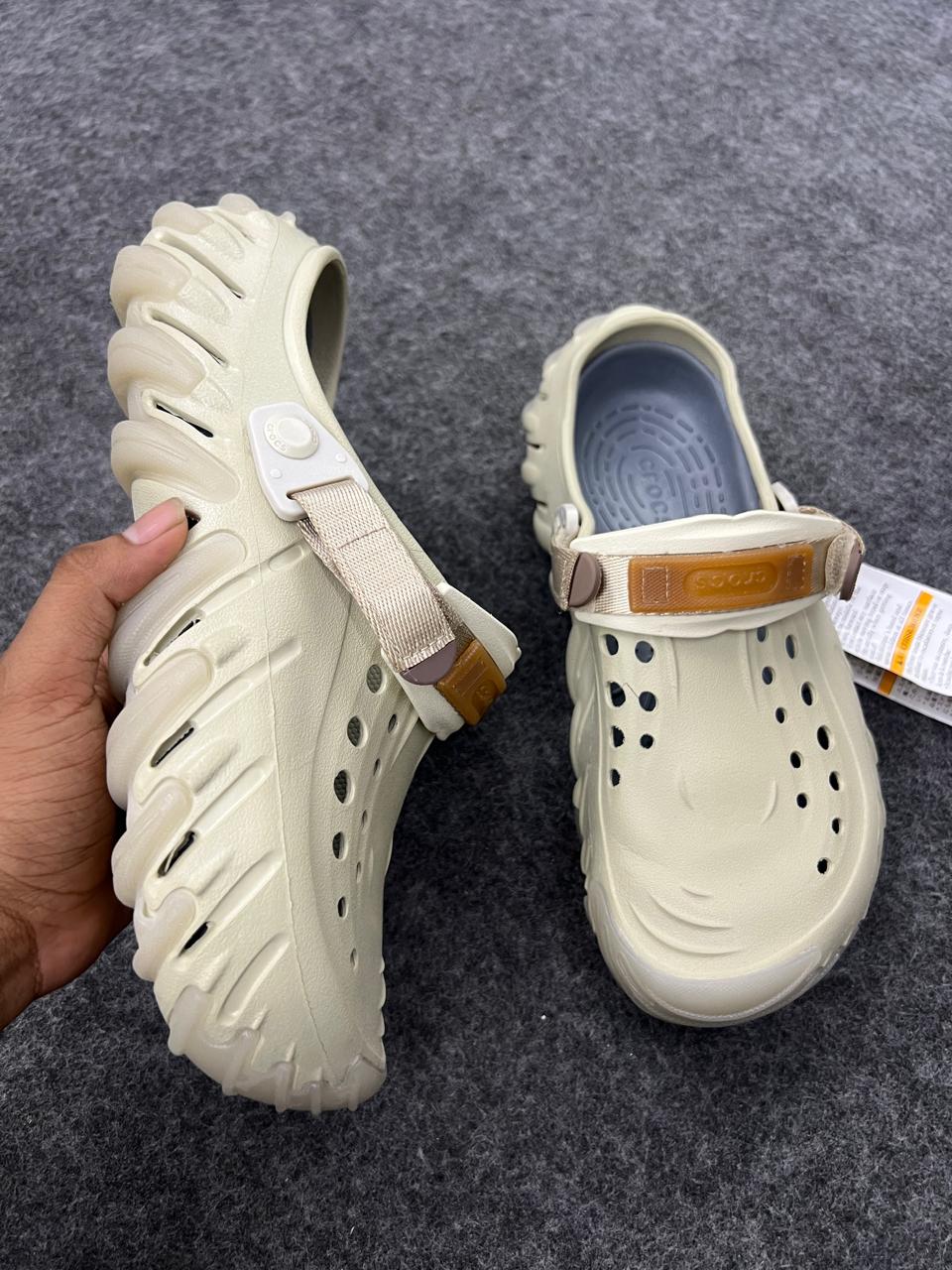 Stylish Cream/Beige Clogs with Adjustable Strap
