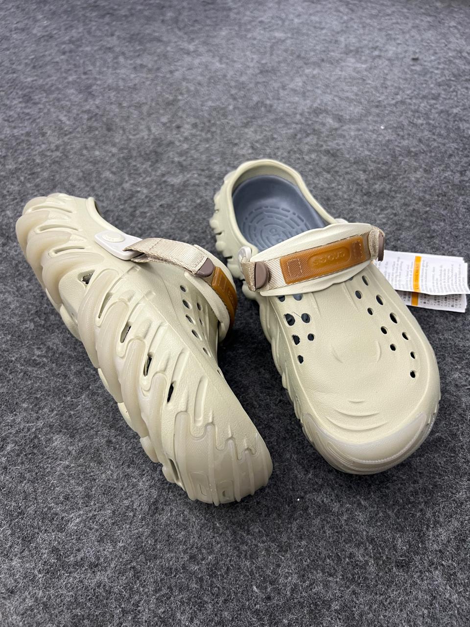 Stylish Cream/Beige Clogs with Adjustable Strap