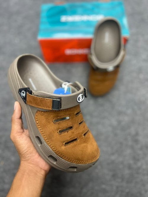 Brown Suede-Style Comfort Clogs – Casual Everyday Wear