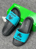 Crocs Comfort Slides – Black & Turquoise | Casual Everyday Sandals