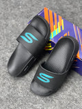 Premium black and blue Slides – Stylish Everyday Comfort