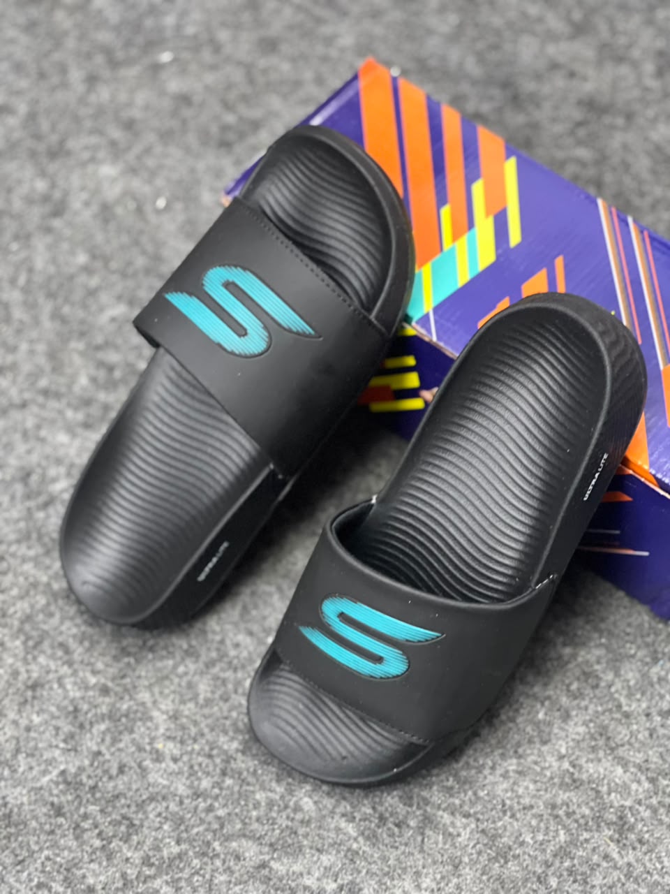 Premium black and blue Slides – Stylish Everyday Comfort