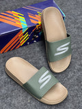 Premium Olive Green & Beige Slides – Stylish Everyday Comfort