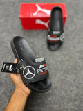 Premium Black Motorsport Designer Slides for Men