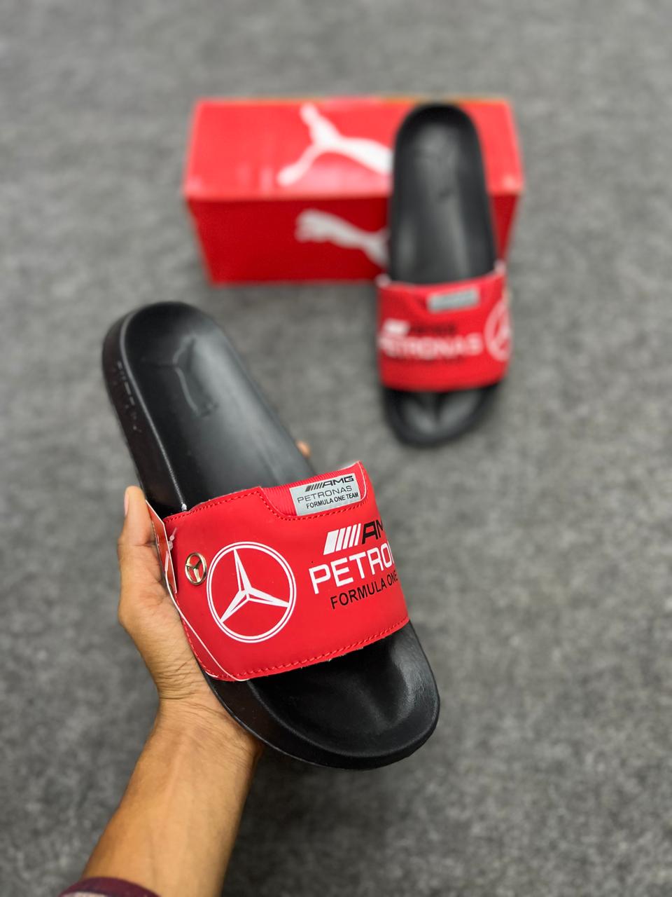 Premium Red & Black Motorsport Slides for Men