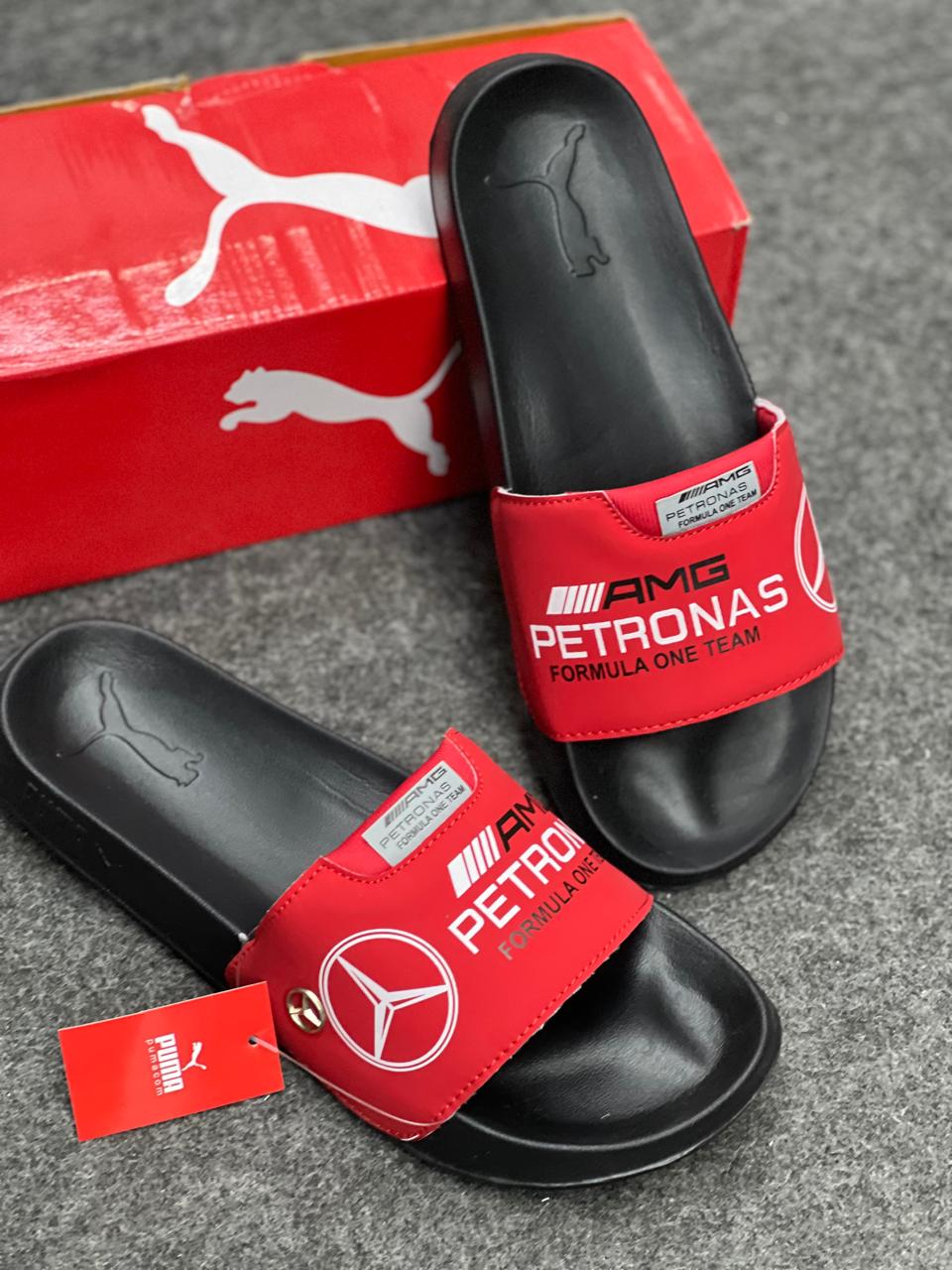 Premium Red & Black Motorsport Slides for Men