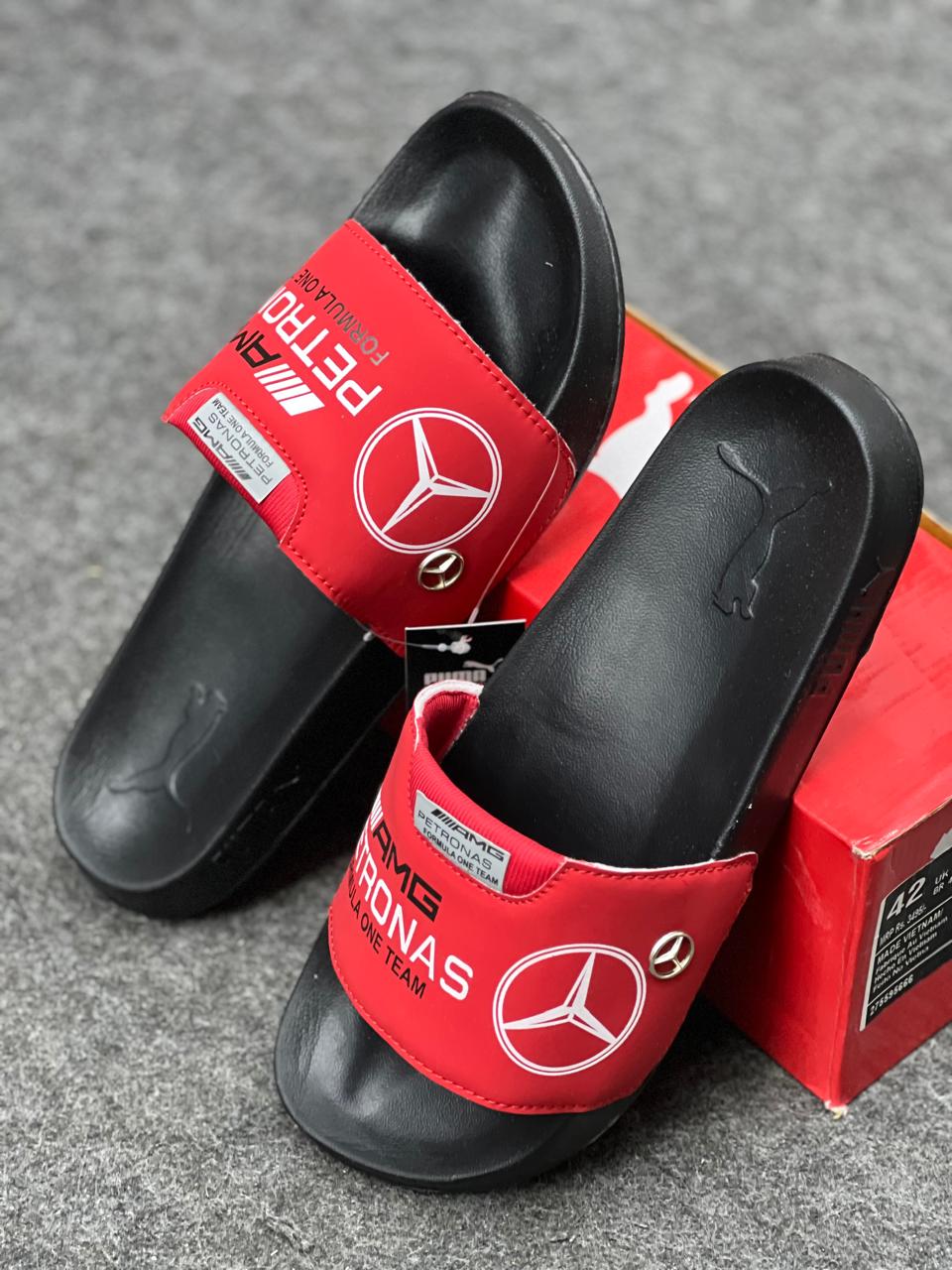 Premium Red & Black Motorsport Slides for Men