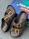 Walkaroo Men’s Classic Buckle Comfort Sandals – Earthy Brown